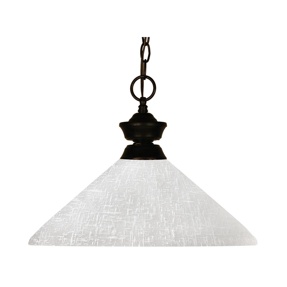 Z-Lite 100701BRZ-AWL14 1 Light Pendant in Bronze with a White Linen Shade